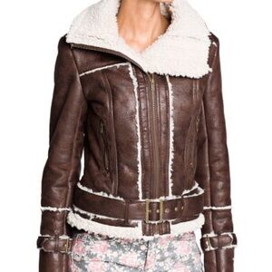 (HOST PICK)Mango faux leather/sheepskin shearling